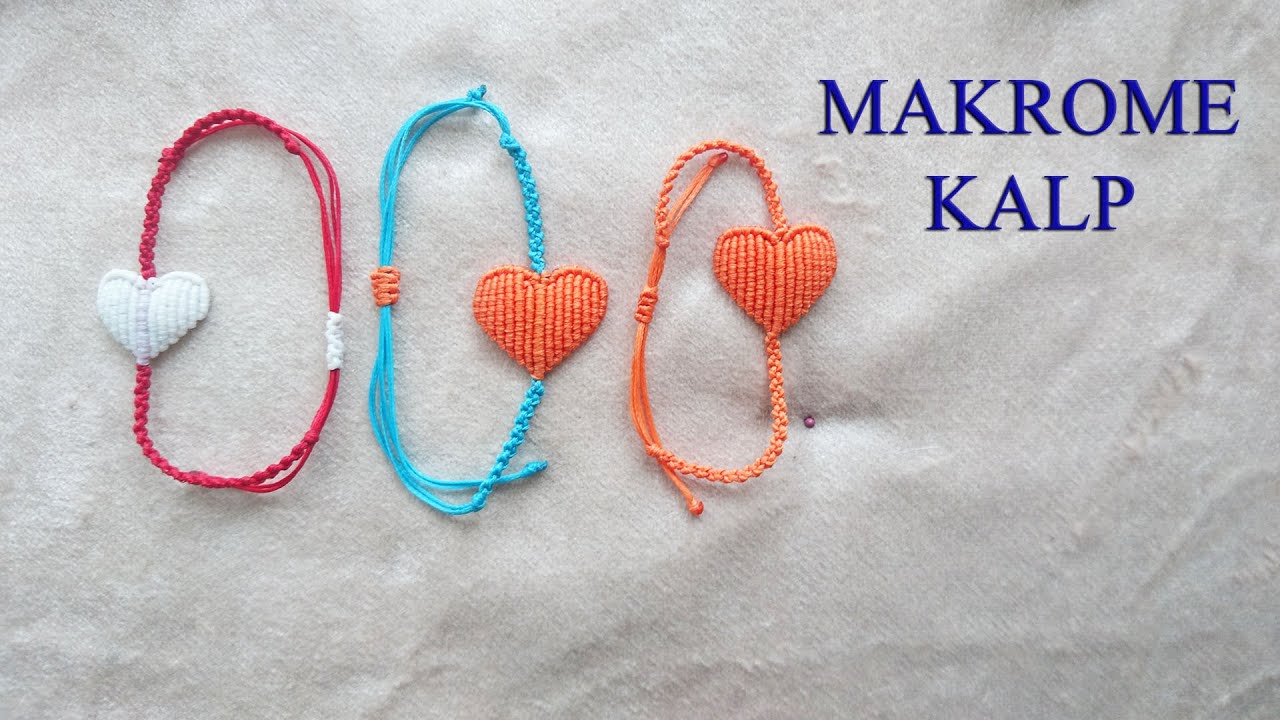 Makrome Kalp Bileklik Yapımı - Diy Macrame Heart Bracelet