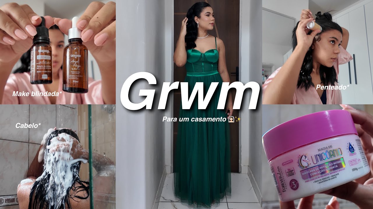 GRWM / arrume se comigo para um casamento ,penteado , Make blindada e look …✨💕
