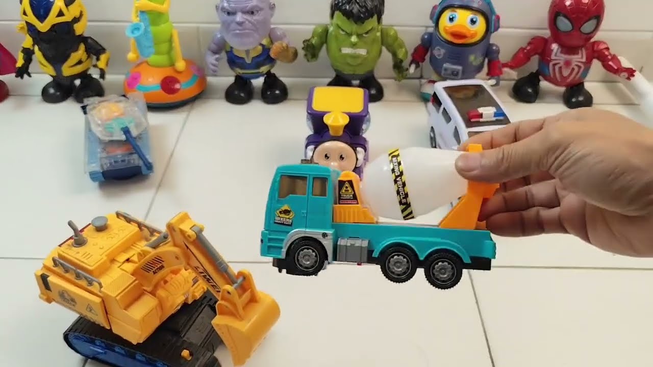 POLICE CAR, BUS TAYO TELOLET, DUMP TRUCK, FIRETRUCK, AMBULANCE, TANK BAJA AND GEAR TRAIN