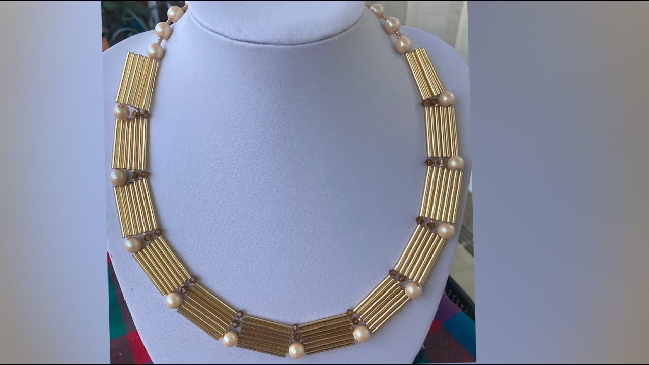 Çok kolay Kleopatra kolyesi(very easy seed and bugles bead Cleopatra necklace making)