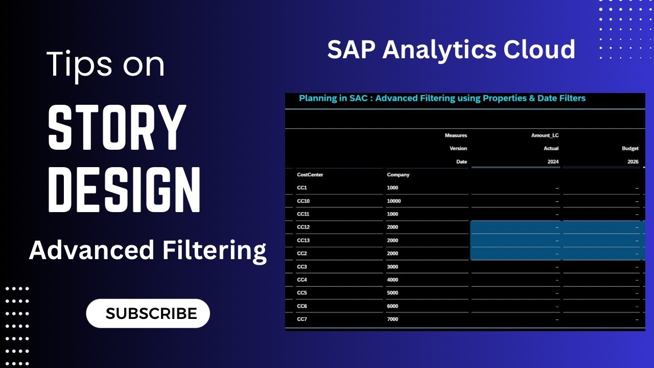 SAP Analytics Cloud (SAC) | Story Design | Advanced Filtering