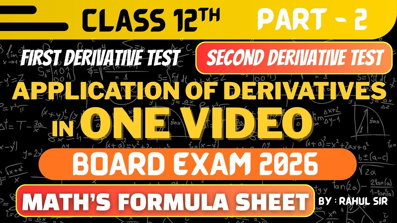 Formula Sheet Class 12 Part -2 I Maths Formula Yaad Karne ki Short Trick I Application of Derivative
