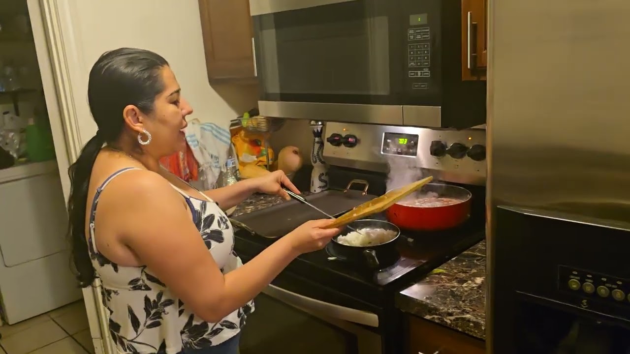 Aquí cocinando lentejas