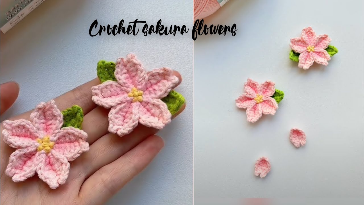 Handmade crochet sakura flowers 🌸//cherry blossom flowers 🌺