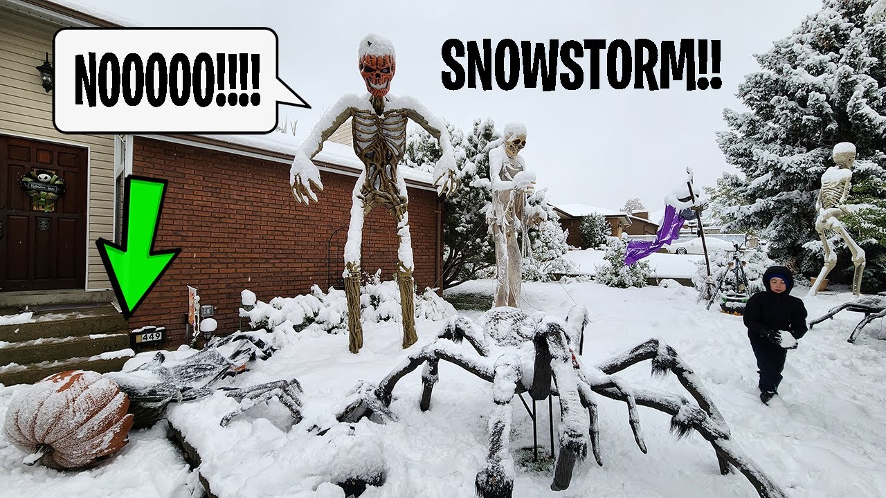 Snowstorm VS. Halloween Decorations! 😨🌨️
