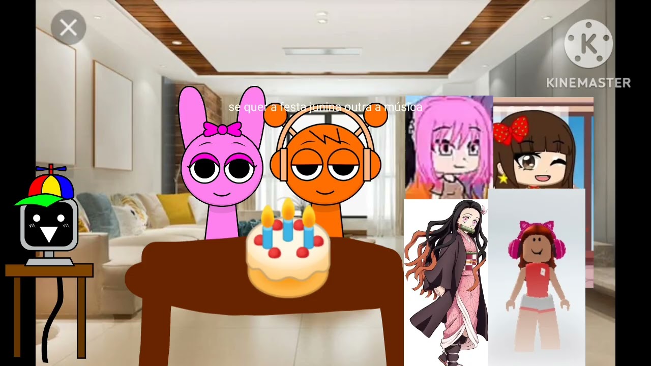 Sprunki e seus Amigos em: senhor computador Rasgou Festa aniversário da pinki 