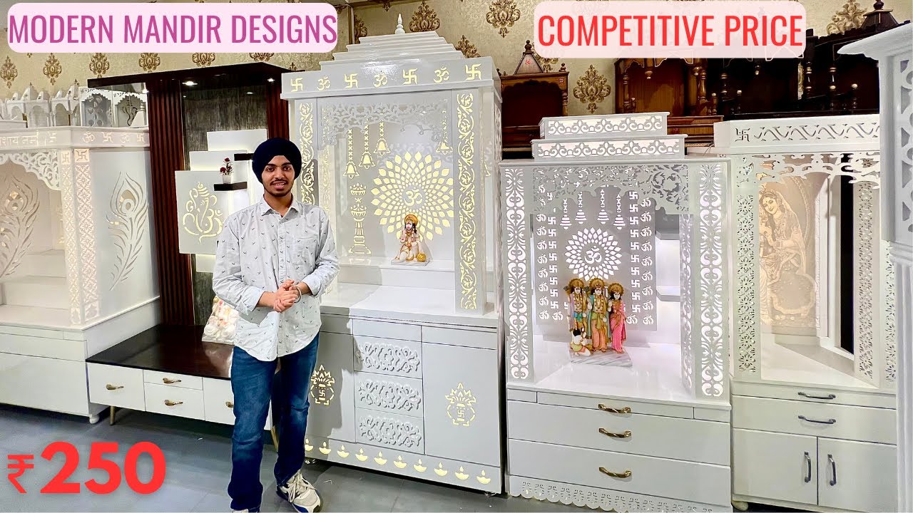 New Modern Mandir in Kirti Nagar Furniture Market Delhi | Corian Marble Wooden Acrylic 24k Gold