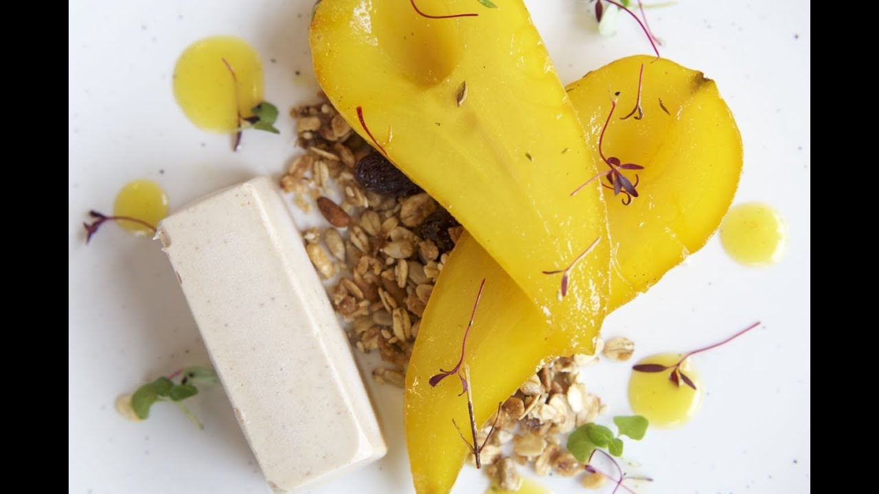 Saffron Poached Pear | Food For Friends | Vegetarian Restaurant | Brighton