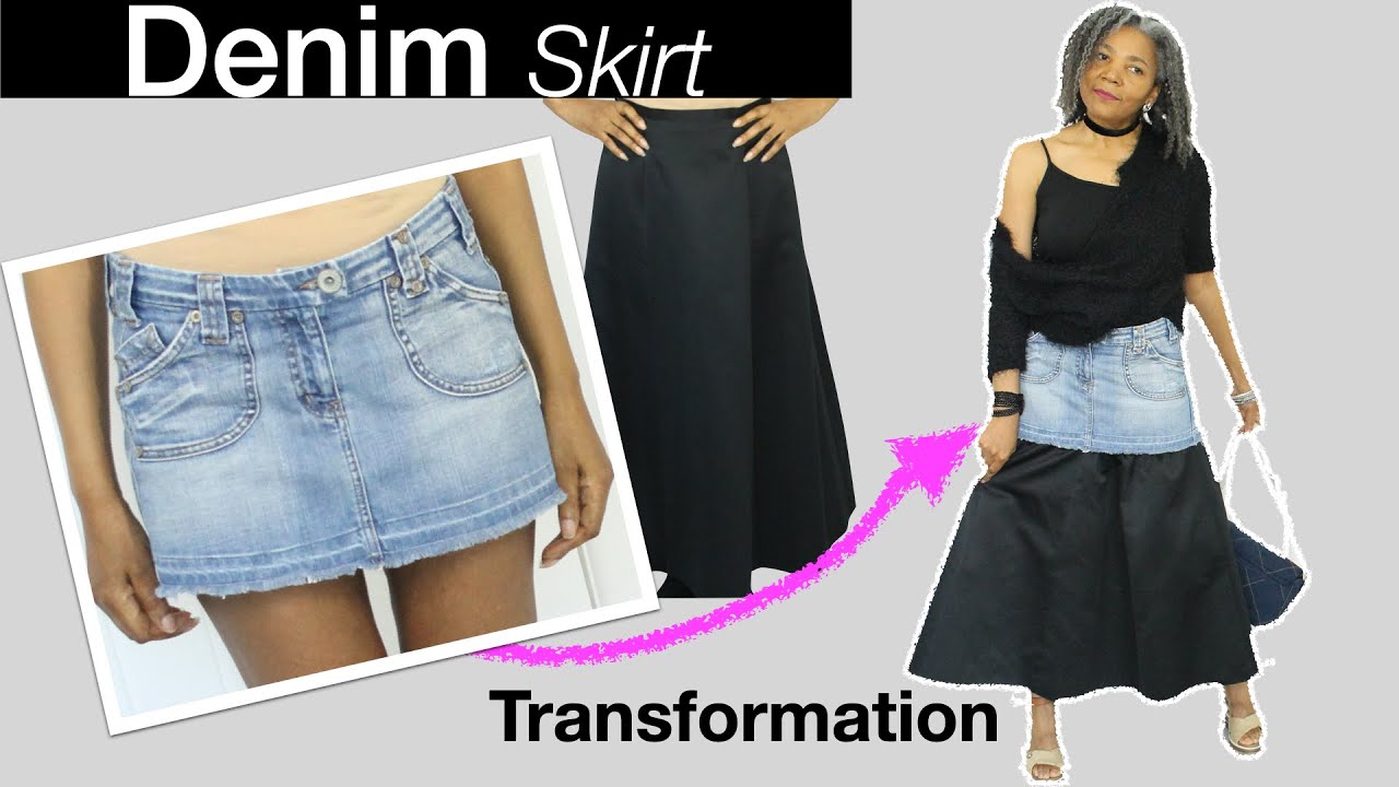 Переделайте старую джинсовую мини-юбку в дизайнерскую макси-юбку