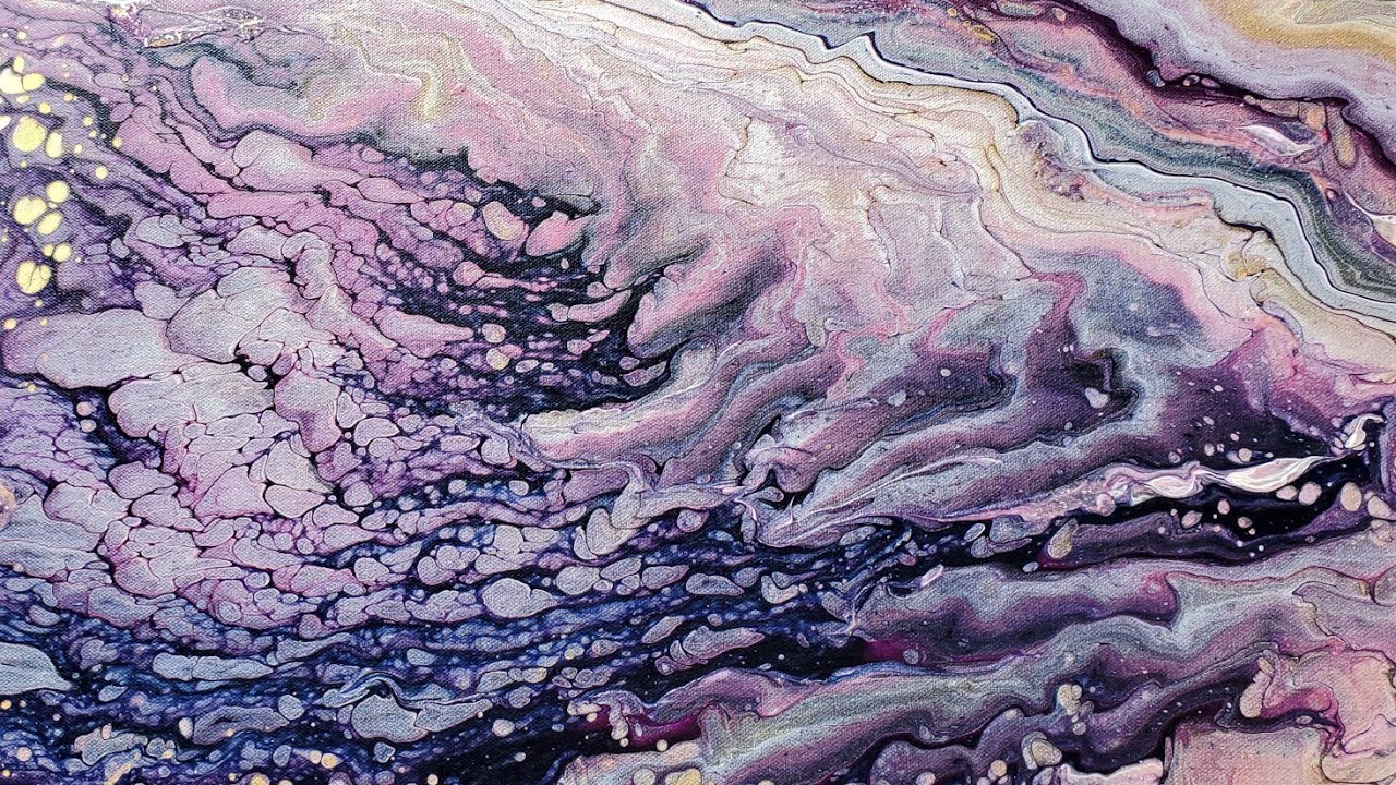 ✨Studio Fifty Floor Fantasy Pour! 💃 Paynes Gray,Violet,Pink Tourmaline & Pearl Dance with 24K Gold!