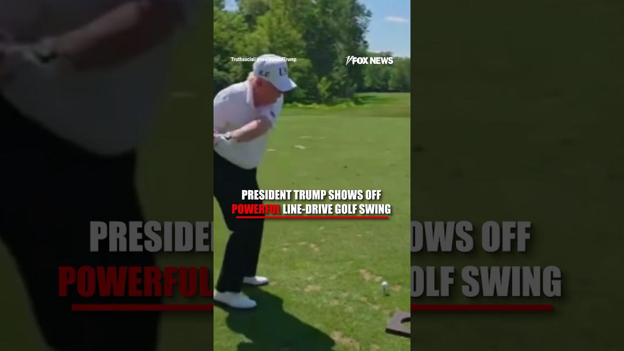 WATCH: President Trump tees off and launches a long shot down the fairway
