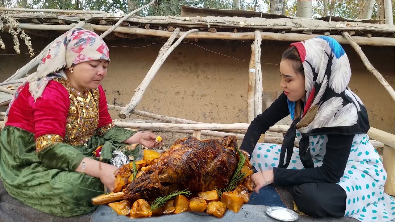 Village Style Roast Lamb  Leg  | Daily Routine Village life How To Cook Lamb  Leg Village Style