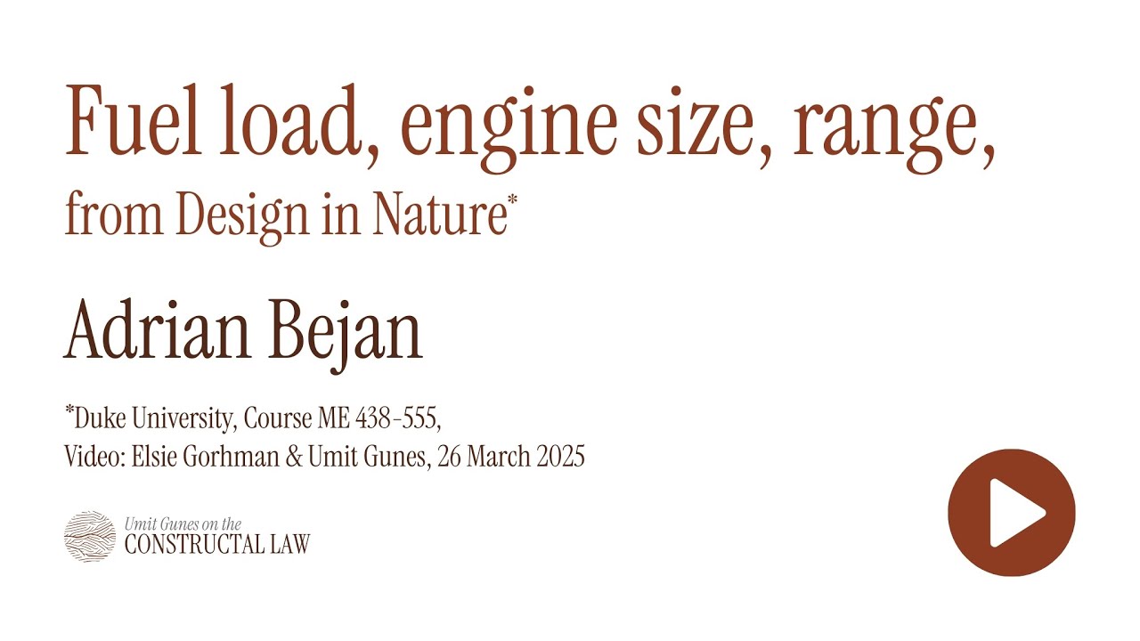 Adrian Bejan | Fuel load, engine size, range, from Design in Nature