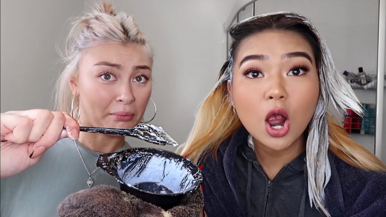 BLEACHING MY HAIR FROM BLACK TO BLONDE AT HOME ft Patricia | Krystina Sdoeung