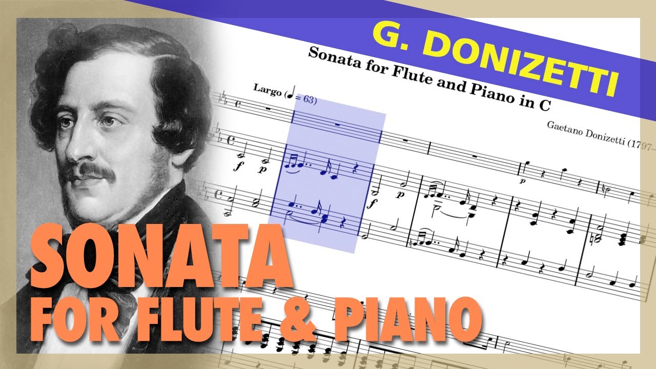 🎼G. DONIZETTI - Sonata for FLUTE & Piano in C - (Sheet Music Scrolling)