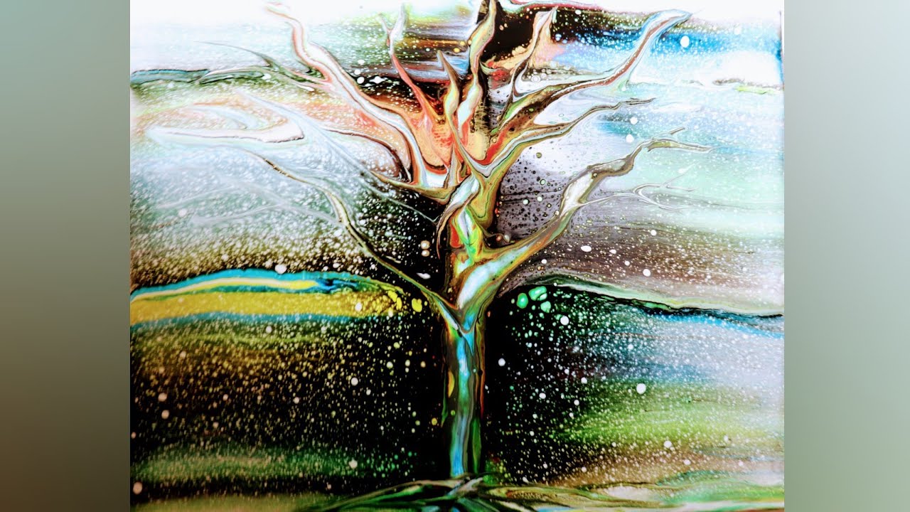 #42 AMAZING TREE SWIPE | FLUID ART | POURING PAINTS