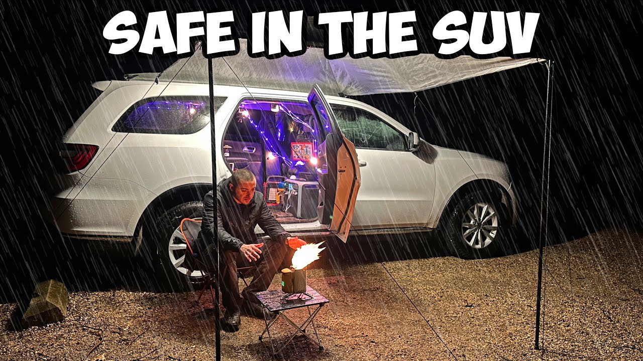 Solo Car Camping in the Rain with a New Stove, lots of Animals! | SUV Camping