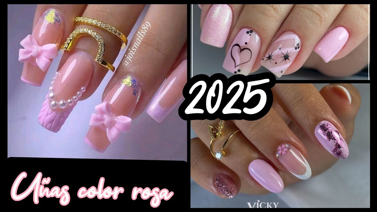 UÑAS EN TENDENCIA 2025/UÑAS ROSA #uñasdemoda #manicure  #unasdecoradas #uñas