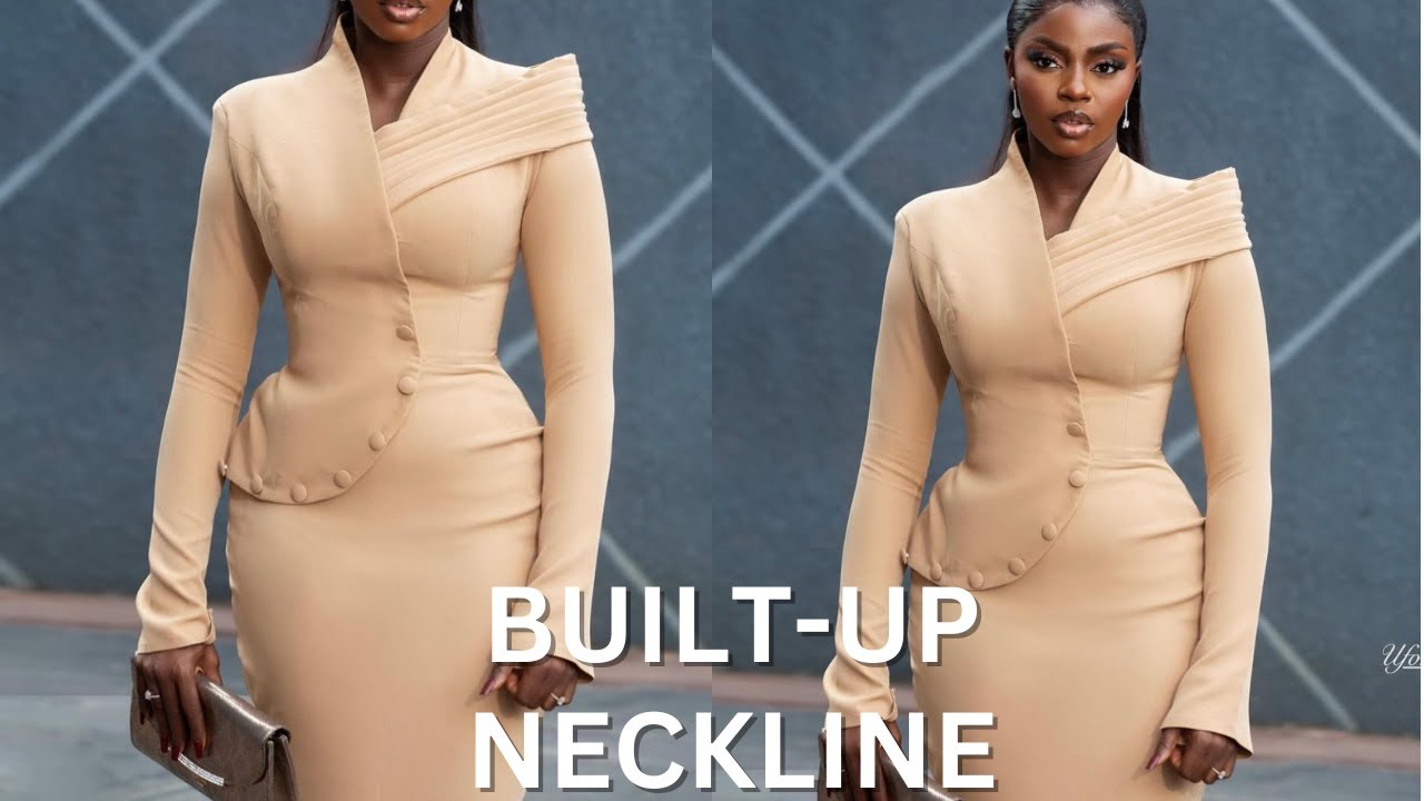 How to sew a professional BUILT-UP Neckline Corporate Dress: Step-by-Step Tutorial tutorial