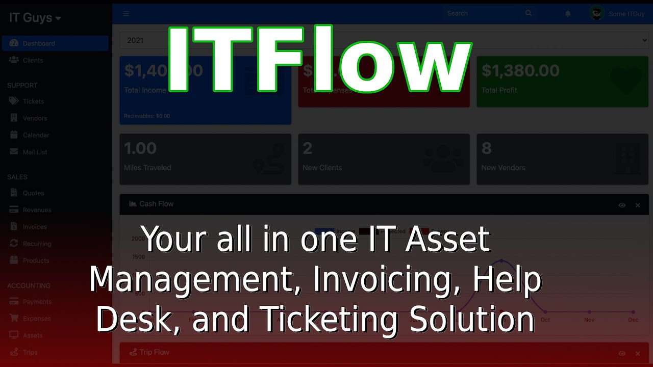 ITFlow your fully featured Asset Management, Help Desk, Invoicing, and Ticketing system.