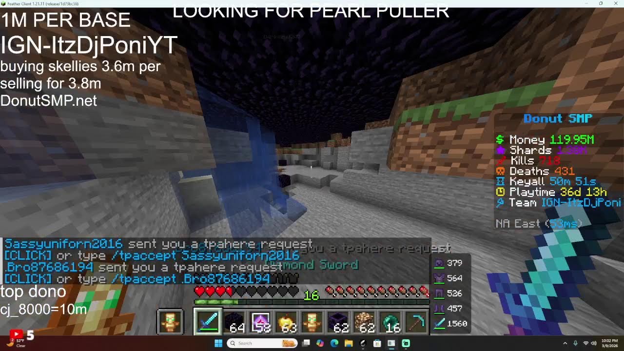 🔴donut smp live rating bases 1m per base gambling and auctions 5M BOUNTY🔴