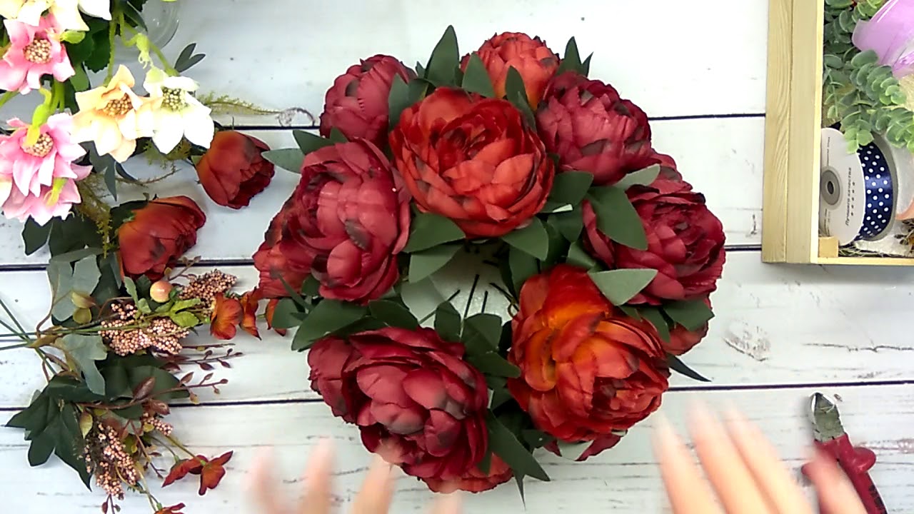 Мастерская Альфии 🌸 Цветочная композиция из бордовых пионов