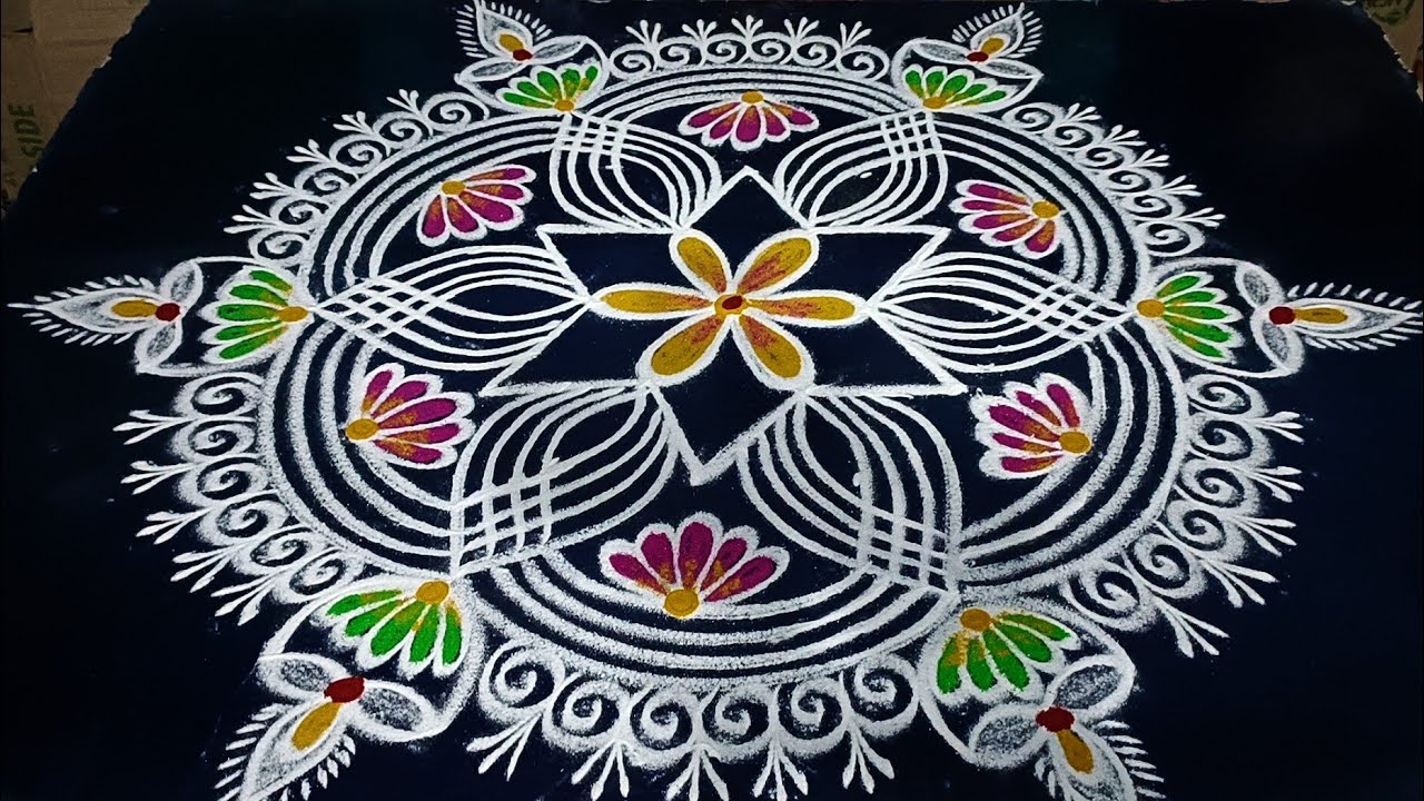Easy festival kolam designs 🌺 Traditional Friday Rangoli designs