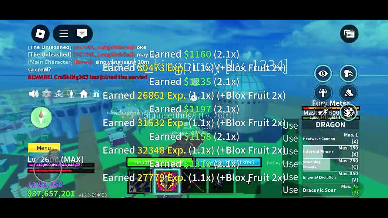 Dragon west vs whole server(insane spam on mobile)