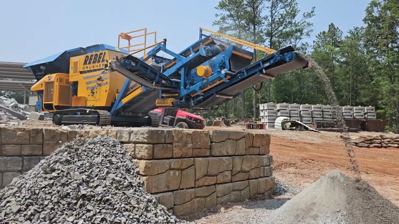 🔥 Rebel Crusher Destroys Hard Granite On-Site | Crushing Tough Material with Power & Precision
