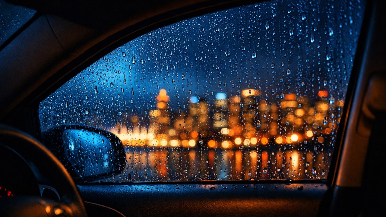 Soothing Rain on Car Window During Midnight | Pure Night Ambience (No Music)