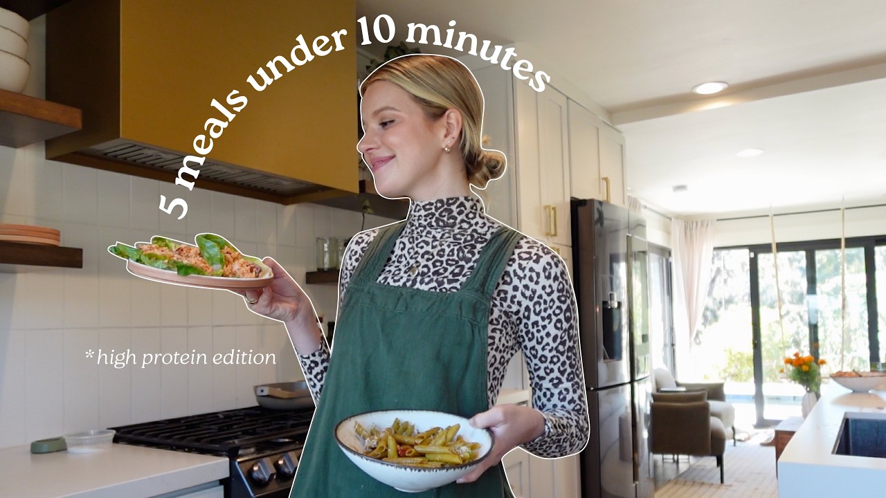 5 under 10: 5 easy HIGH PROTEIN meal ideas that take 10 mins or less | quick, healthy + easy!