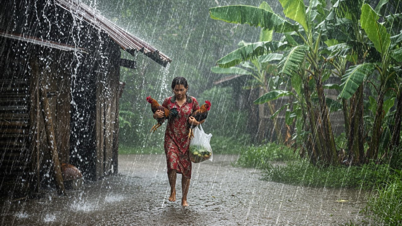 TERRIBLE! Extreme Weather⛈️⚡ in Indonesia &mdash; Thunderstorms & Heavy Rain in a Mountain Village
