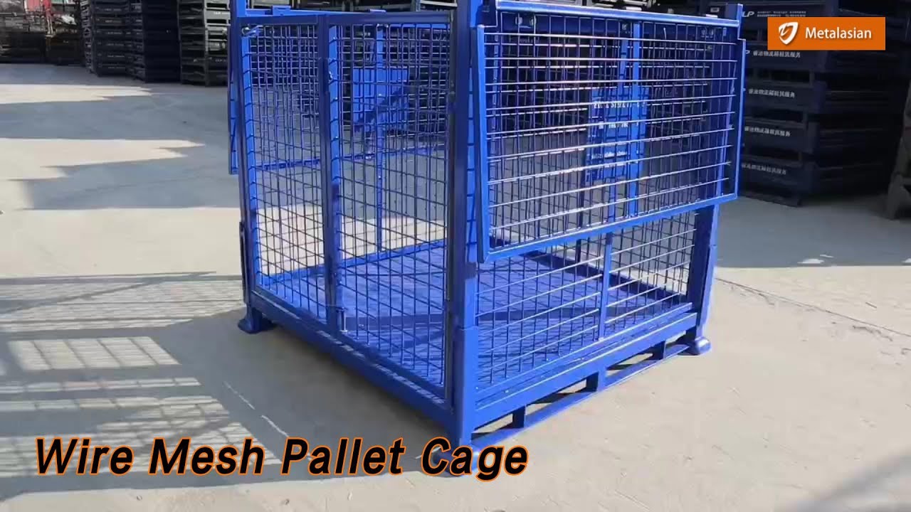 Detachable Gates Wire Mesh Pallet Cage Full Security Lockable For Turnover