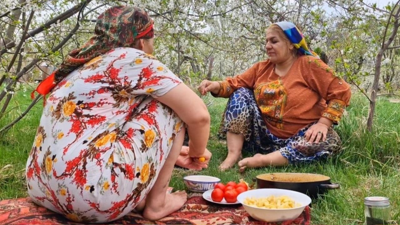 Rural life in northeastern Iran: Daily life of a rural woman and cooking chicken tails in rural life