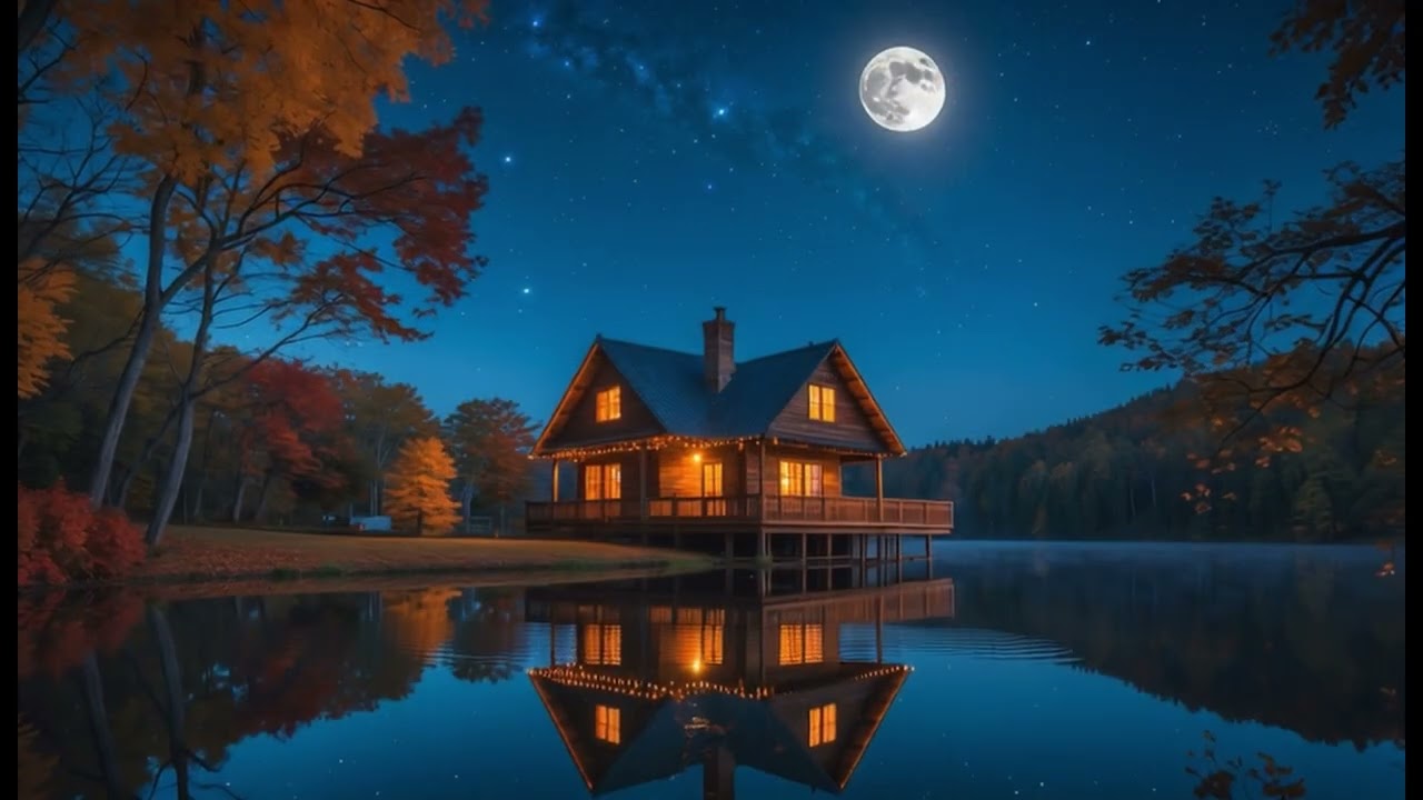 Fall Lakeside Cabin Ambience/ Smooth Jazz Music/1 Hour of Relax/Study/Focus/Sleep