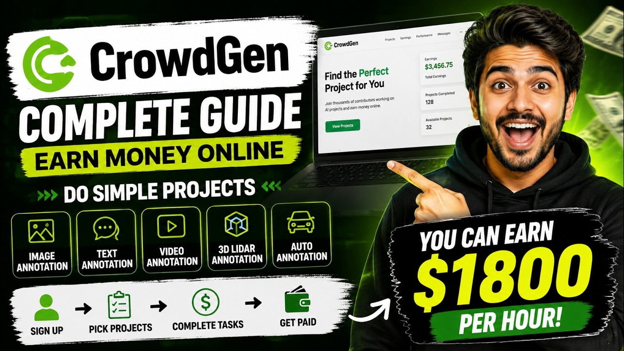 CrowdGen Tutorial For Beginners | Earn ₹1800/Hour From Home