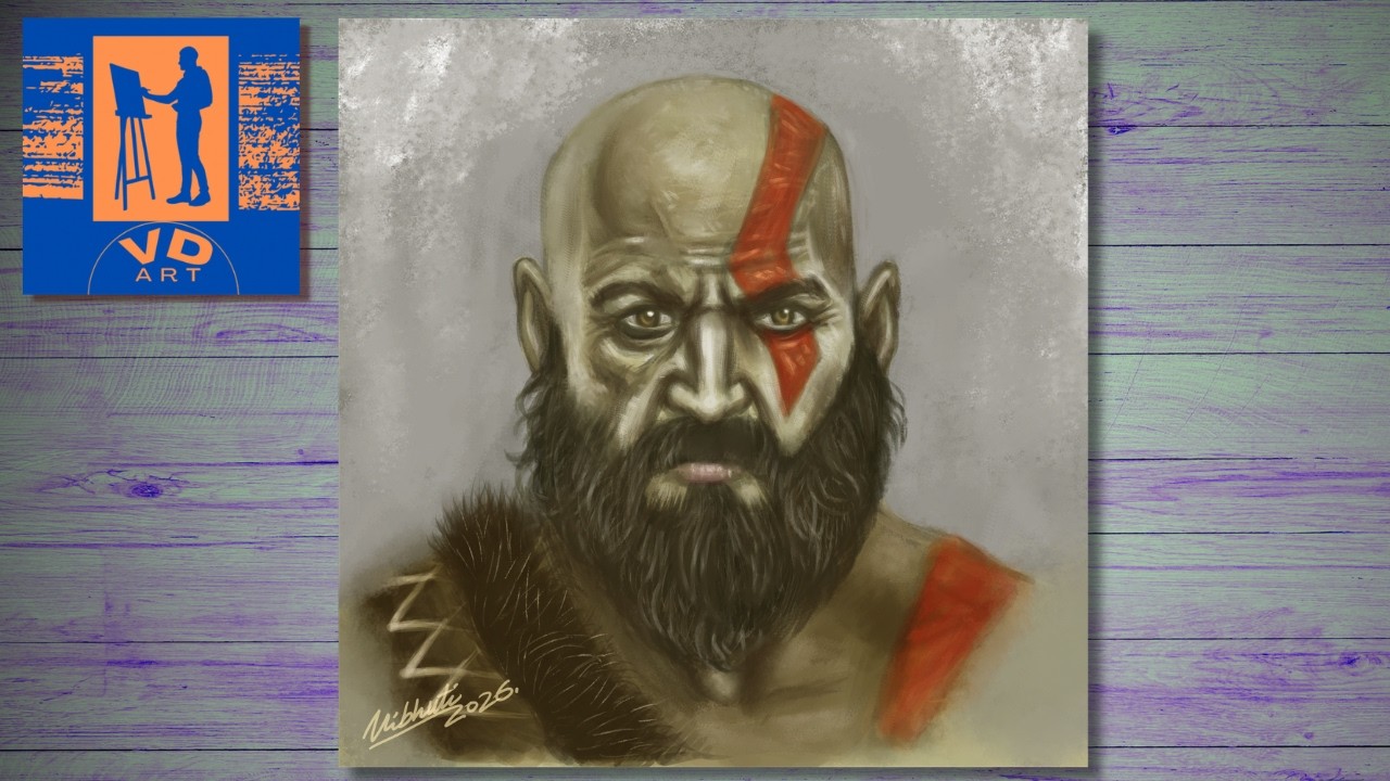 God Of War Kratos Portrait | Digital Painting 🎨🖌️| Timelapse Tutorial