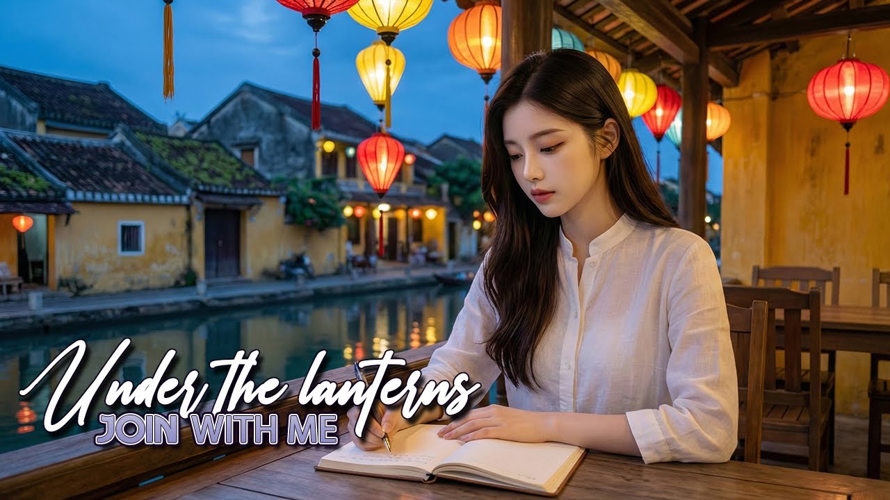 Writing under the lanterns of the old town 🏮 | Asian Lofi & River Sounds (Quiet Focus Ambience)
