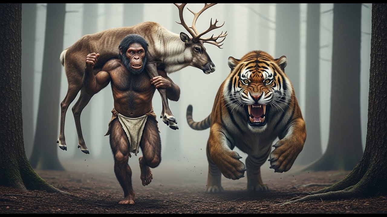 Life 2.7M Years Ago: Homo Habilis & Reindeer VS Giant Tiger Ancestors – The Deadliest Encounter Tale