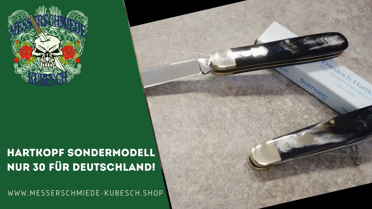 Hartkopf-Messer Sondermodell mit Bunthorn. Nur 30 Stück für Deutschland und 9 Stück für uns.