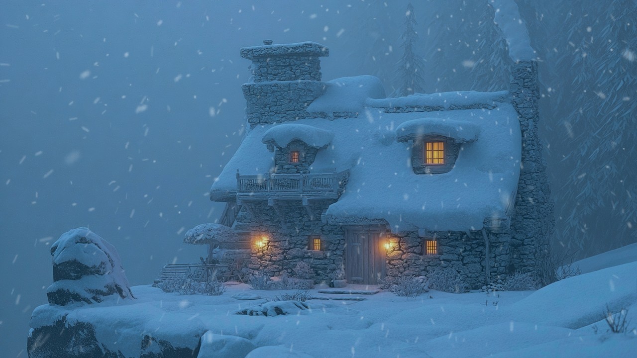 Ultimate Intense Snowstorm Sounds at a Cozy Log Cabin┇Frosty Wind Ambience┇Menacing Blizzard Gusts