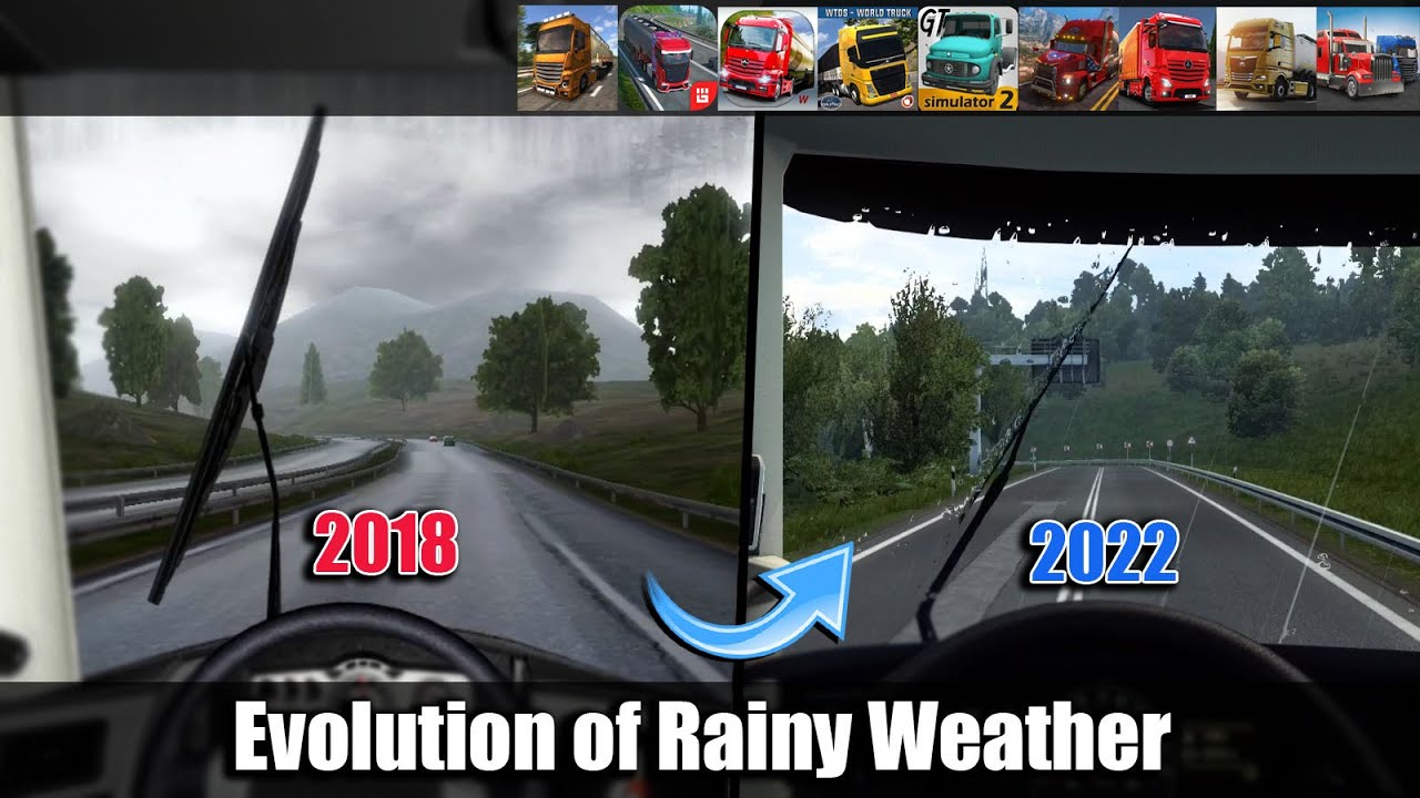 Rainy Weather Evolution in Popular Mobile Truck Simulators (2018-2022)