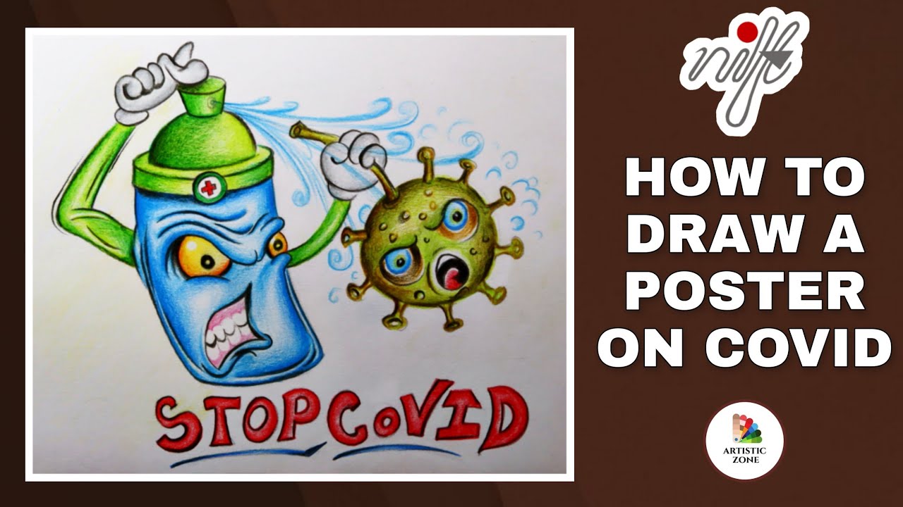 HOW TO DRAW A CORONA POSTER/MASCOT| NIFT NID ENTRANCE DRAWINGS| STEP BY STEP | ARTISTIC ZONE SERIES