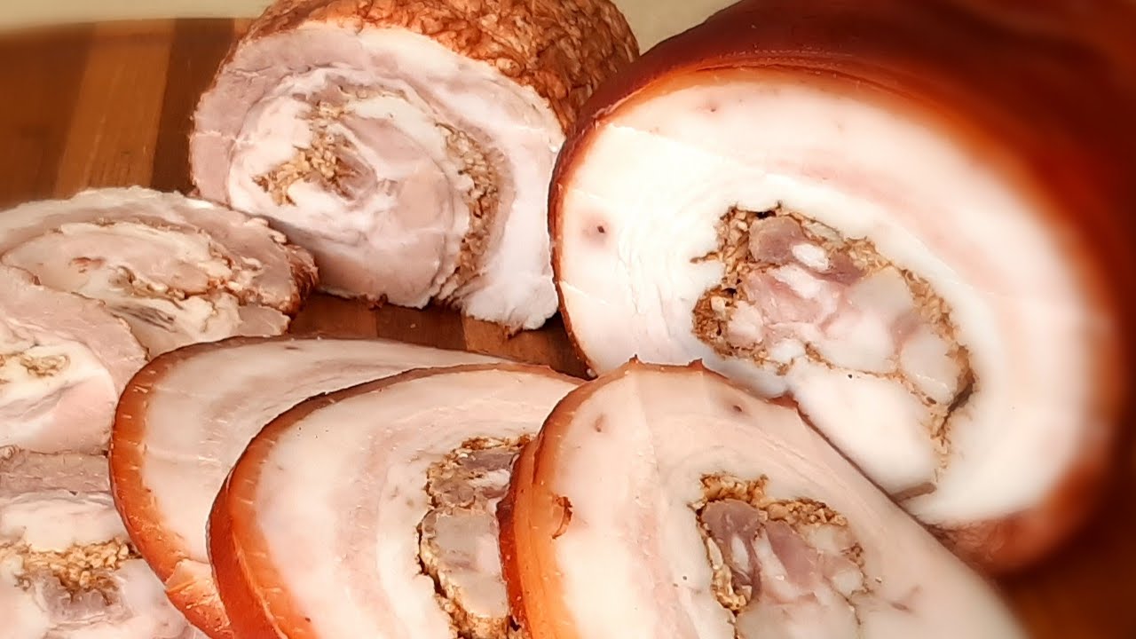 Рулет из сала с секретом красоты ! Подчеревок так просто  и вкусно готовить одно удовольствие !