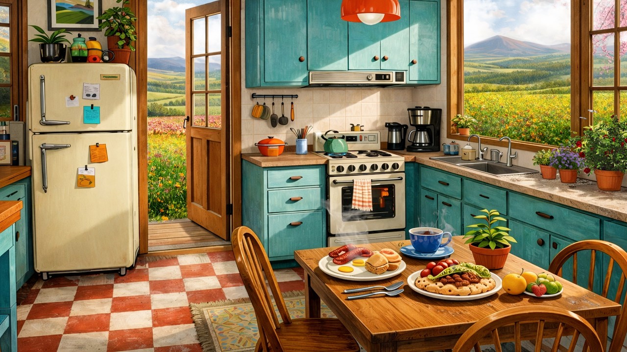 Farm Kitchen Sounds by the Flower Fields 🌸 Birds Singing & Calm Spring Ambience
