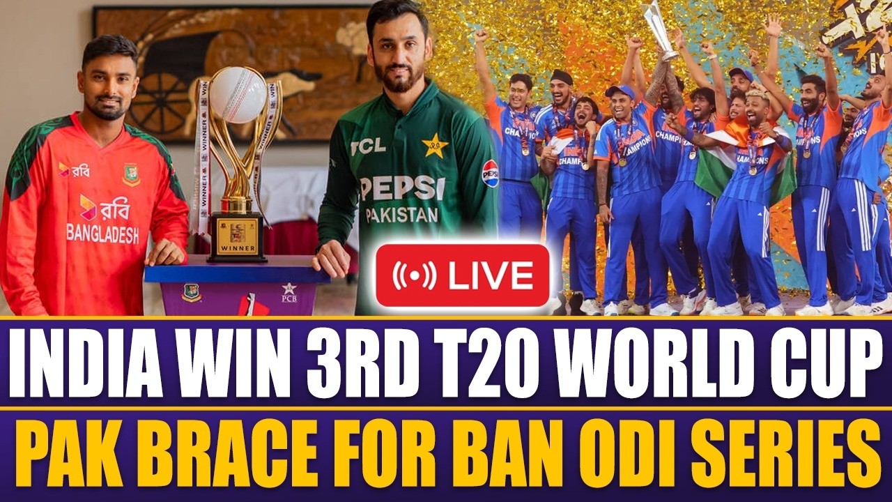 LIVE | India Win T20 World Cup | PAK brace for BAN ODI Series | Abdullah Shafique's Remarks Go Viral