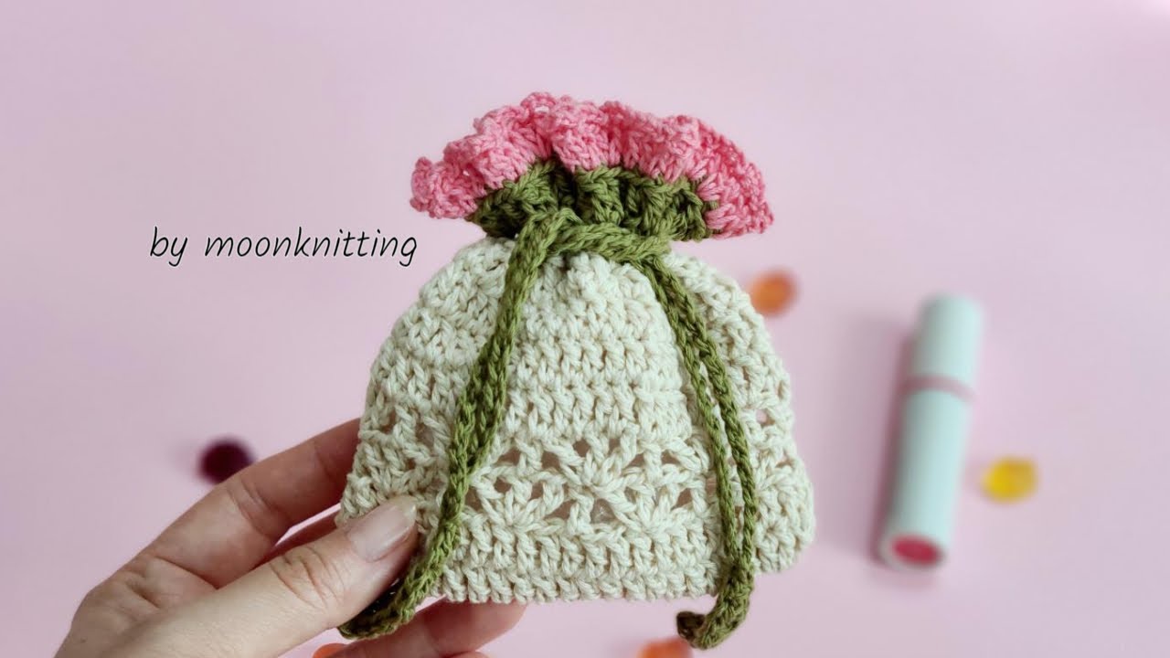 [코바늘파우치]카네이션 미니파우치♡스승의날, 어버이날 선물용, 버즈 에어팟 파우치 crochet/crochet pouch/moonknitting/crochet carnation