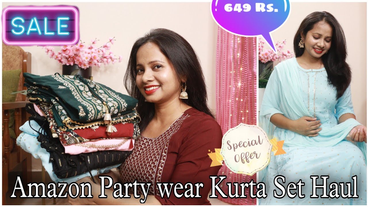 Amazon Kurta Set Haul | Amazon Party wear Kurta Palazzo Dupatta Set Haul & Review | Ranjana R