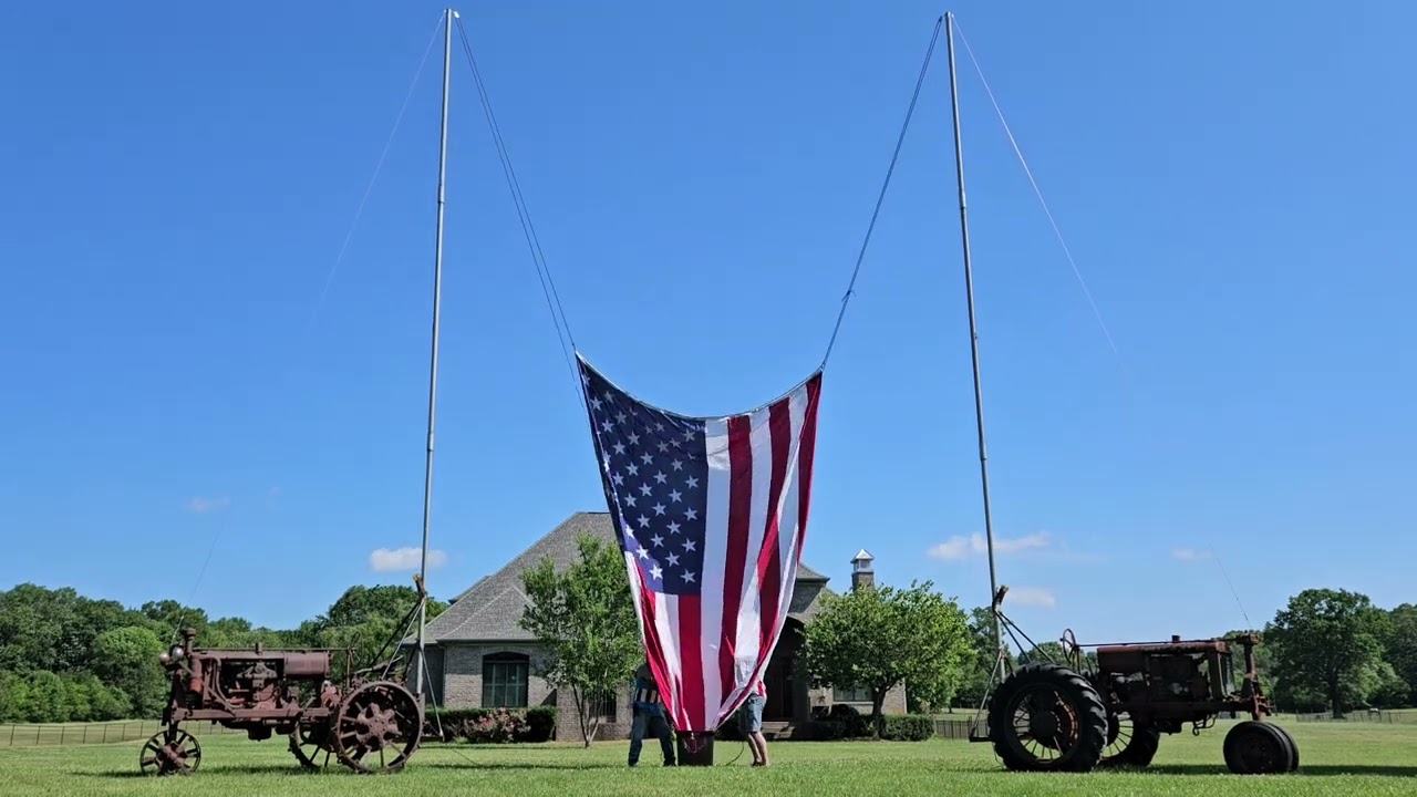 Flag Raising with Navy SeaBee buddy