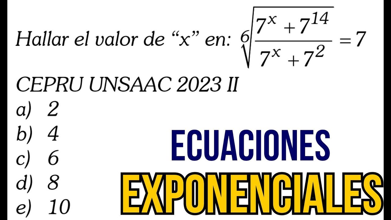 ECUACIONES EXPONENCIALES | CEPRU UNSAAC 2023 | ÁLGEBRA CON LALO
